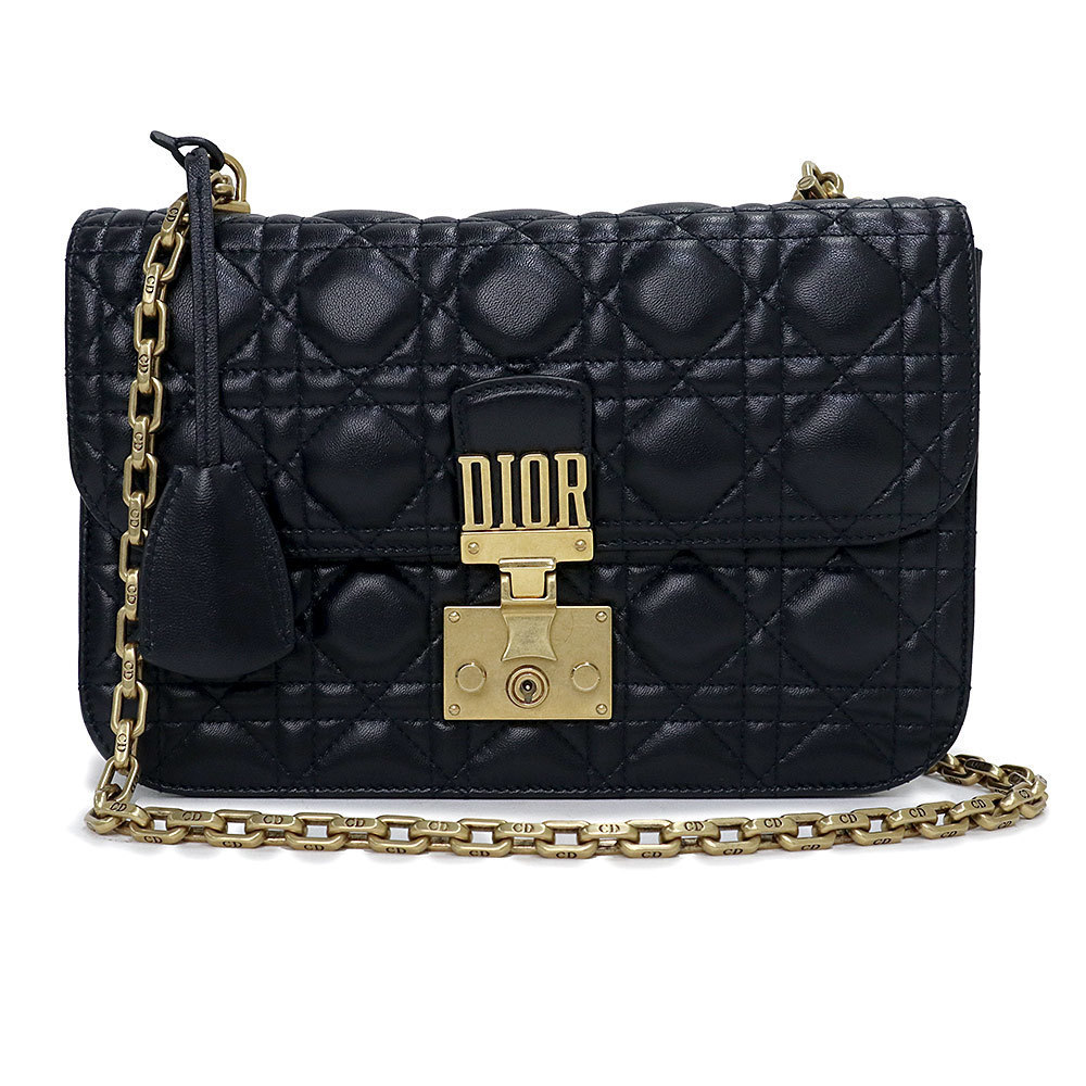 Christian Dior Dior Addict Chain Shoulder Handbag Cannage Black